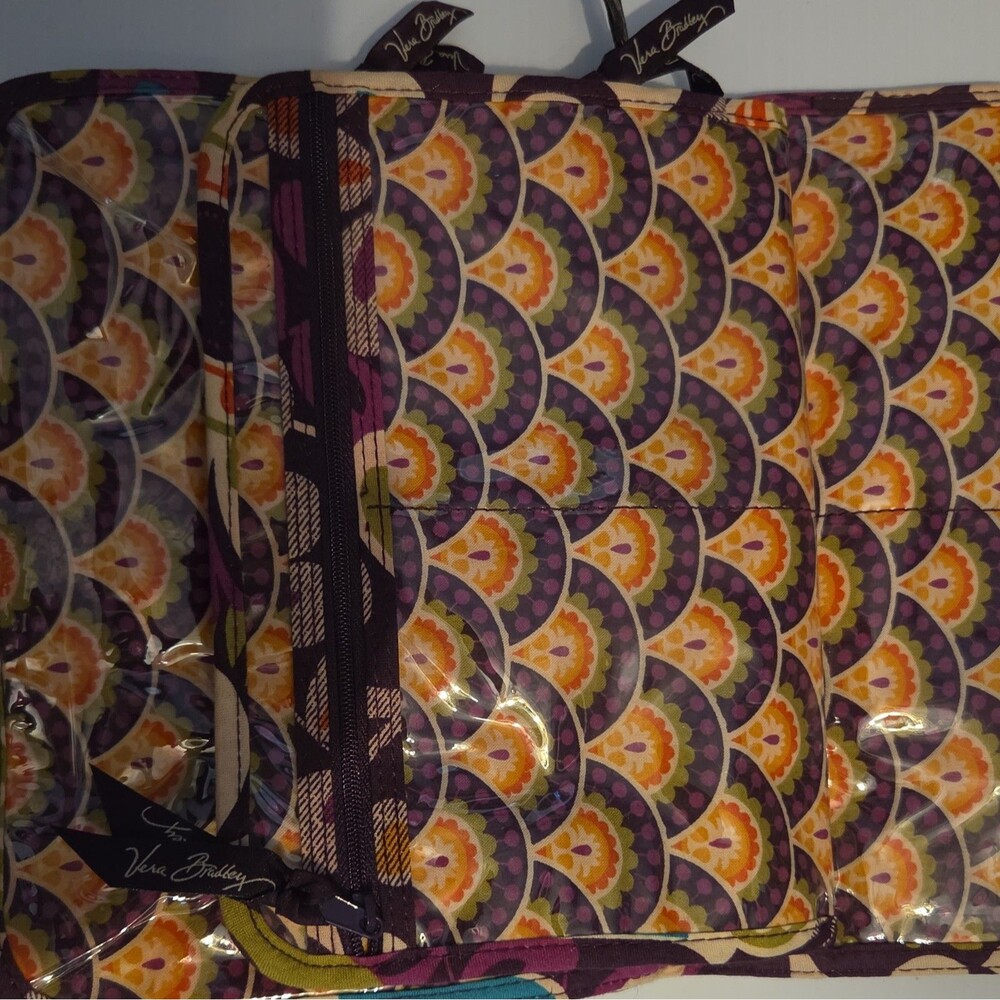 Vera Bradley Folding Travel Organizer Plum Crazy Purple Floral Cosmetic Bag Case - Picture 14 of 16